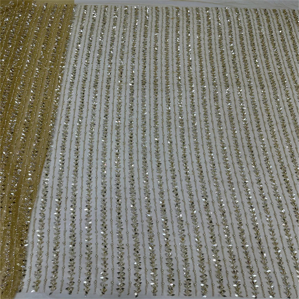 Maxy New African Nigerian French High Quality 2024 Hot Sale Lace Fabric with Beads Sequins Bride Party Wedding Embroiderg Dress