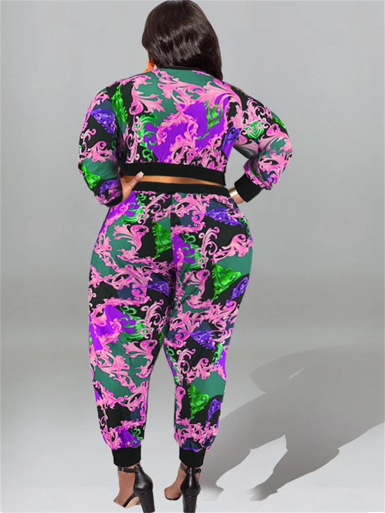 Maxy Plus Size Two Piece Set Women Clothing Long Sleeve Tops and Pants Sets Leggings Matching Set