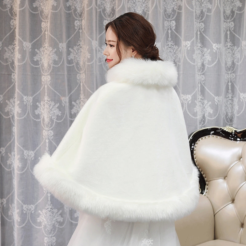 Wedding Shawl Winter Wedding Dress Big Cape Coat Winter 2024 New Wedding Wool Outer Wear Female Fall and Winter Bride