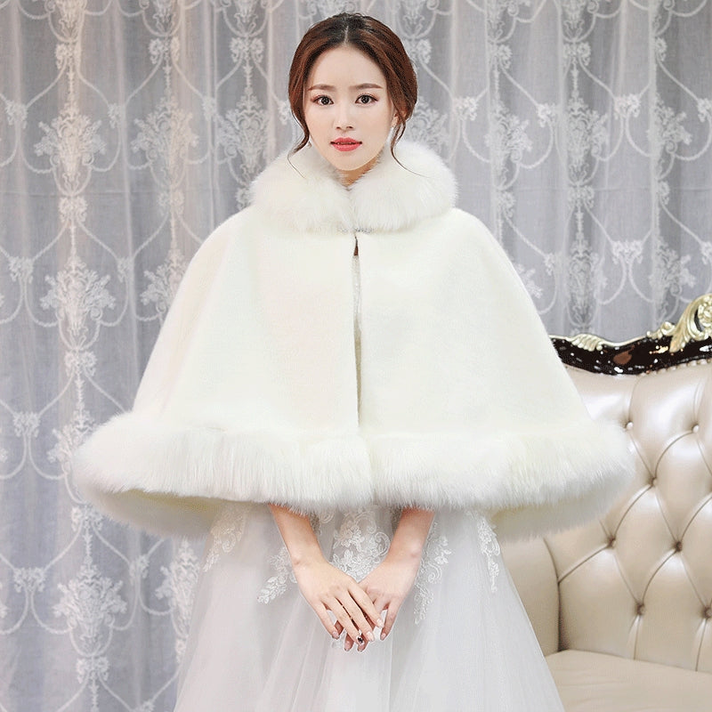 Wedding Shawl Winter Wedding Dress Big Cape Coat Winter 2024 New Wedding Wool Outer Wear Female Fall and Winter Bride