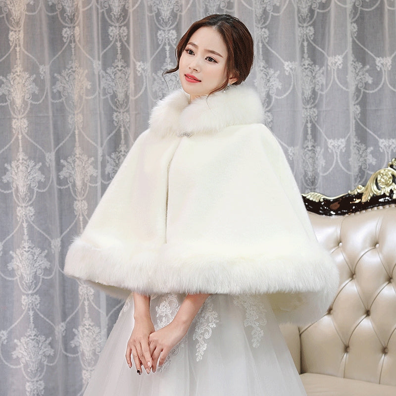 Wedding Shawl Winter Wedding Dress Big Cape Coat Winter 2024 New Wedding Wool Outer Wear Female Fall and Winter Bride