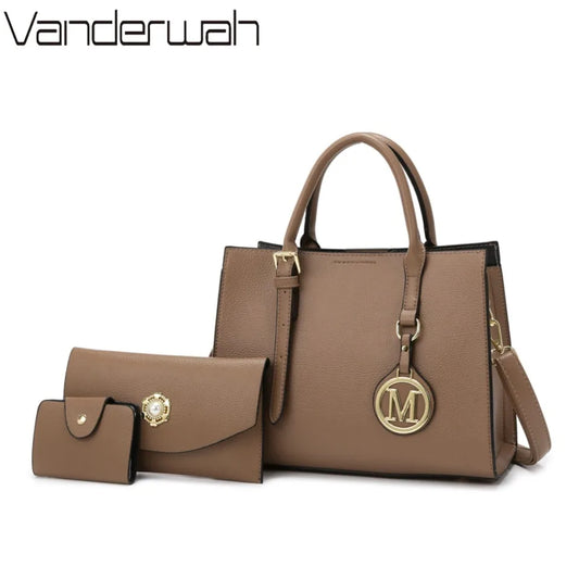 Maxy 3 Piece Or 1 Set Casual Tote Vintage Ladies Handbag PU Leather Luxury Handbags Women Designer Bags for Women Sac A Main Femme
