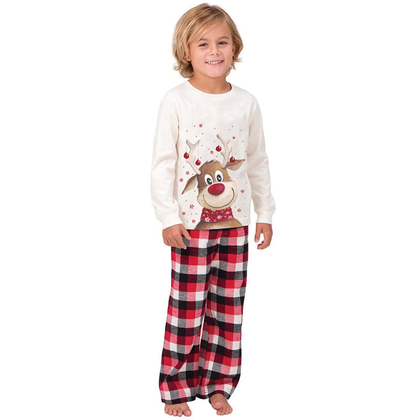 Maxy 2024 Christmas Pajamas Family Matching Clothes Set Deer Pattern Tops Pants Daddy Mommy and Daughter Son for Family Look Outfits