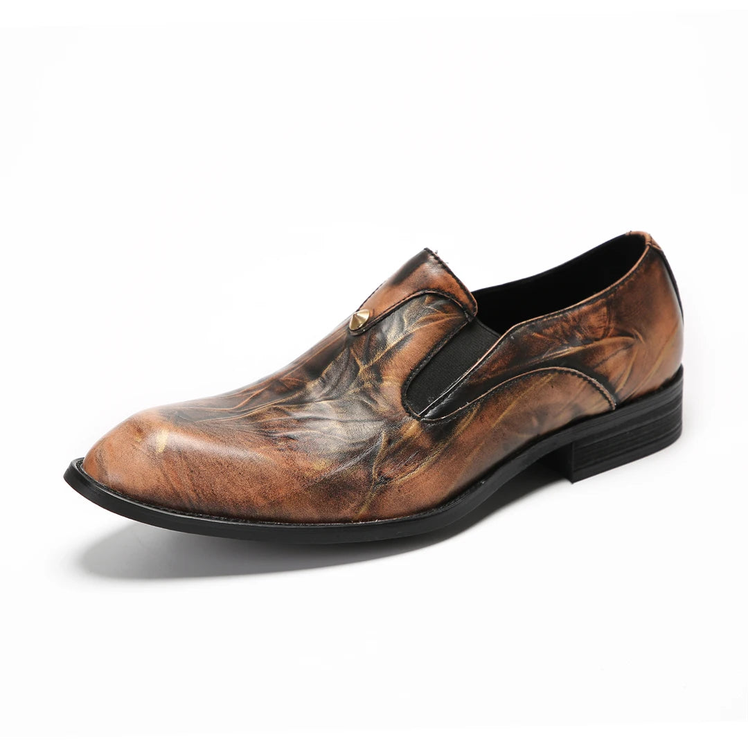 Visco Italian Business Casual Male Shoes Plus Size Slip on Formal Brogue Shoes Wedding Party Shoes Men Genuine Leather Dress Shoes