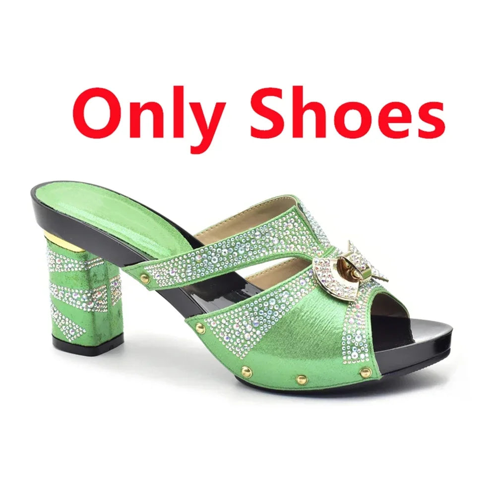 Maxy New Arrival African Matching Shoes and Bags in Women Nigerian Party Pumps Wedding Shoes Bride Wide Heels Women