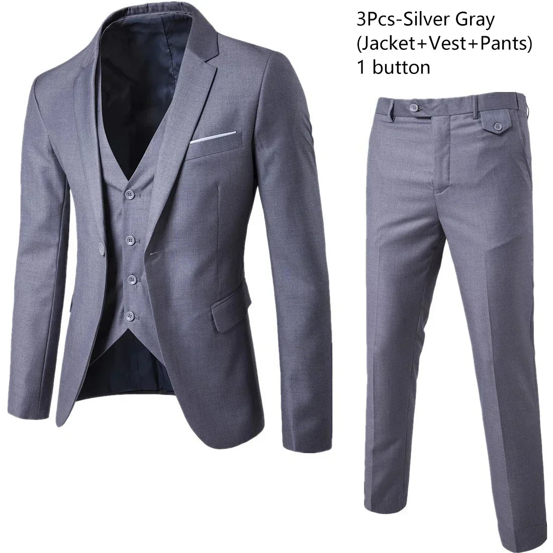 Visco Men Suits For Business Wedding Blazers 2 Pieces 3 Sets Elegant Full Vest Pants Coats Formal Jackets Luxury