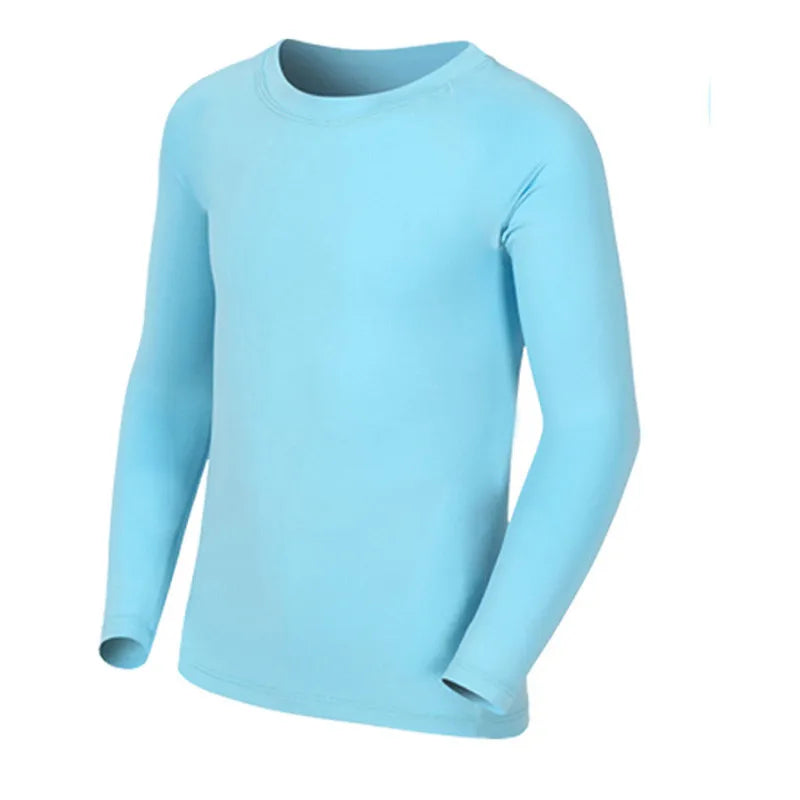 Amay Kids Children Boy Girl Running Long T Shirt Fitness Sport Basketball Football Outdoor Hiking Jogging Riding Soccer Clothes J25