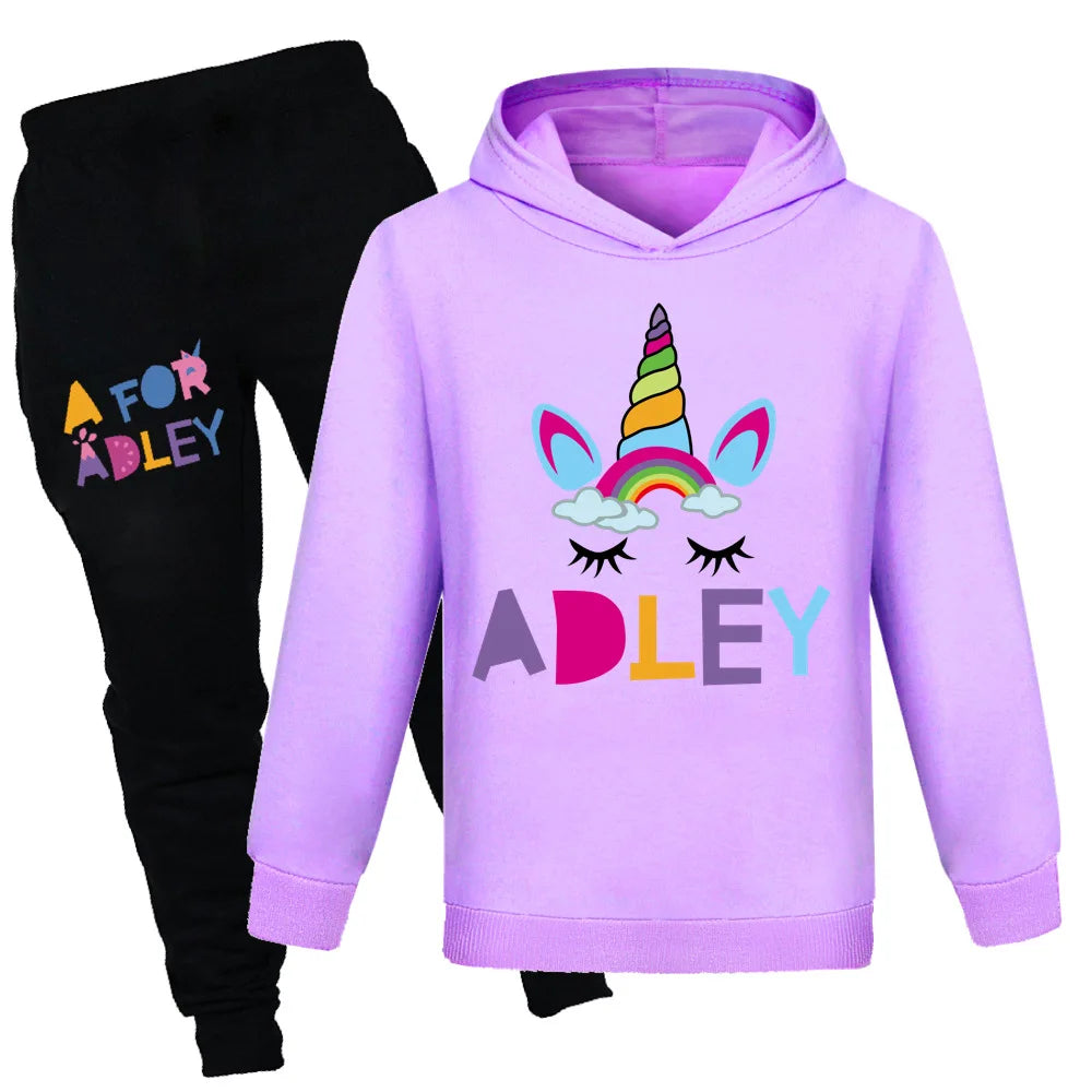 Maxy Children's Clothing A for Adley Girls Boys Clothes Sets Spring Fall Long Sleeve Sweatshirt+Pants Suits Baby 2pcs Girls Set
