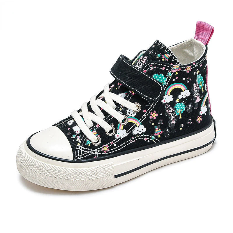 Maxy Minnie Mouse High-Top Canvas Shoes Children's Casual Basketball Running Sneakers Middle and Big Children's Sneakers