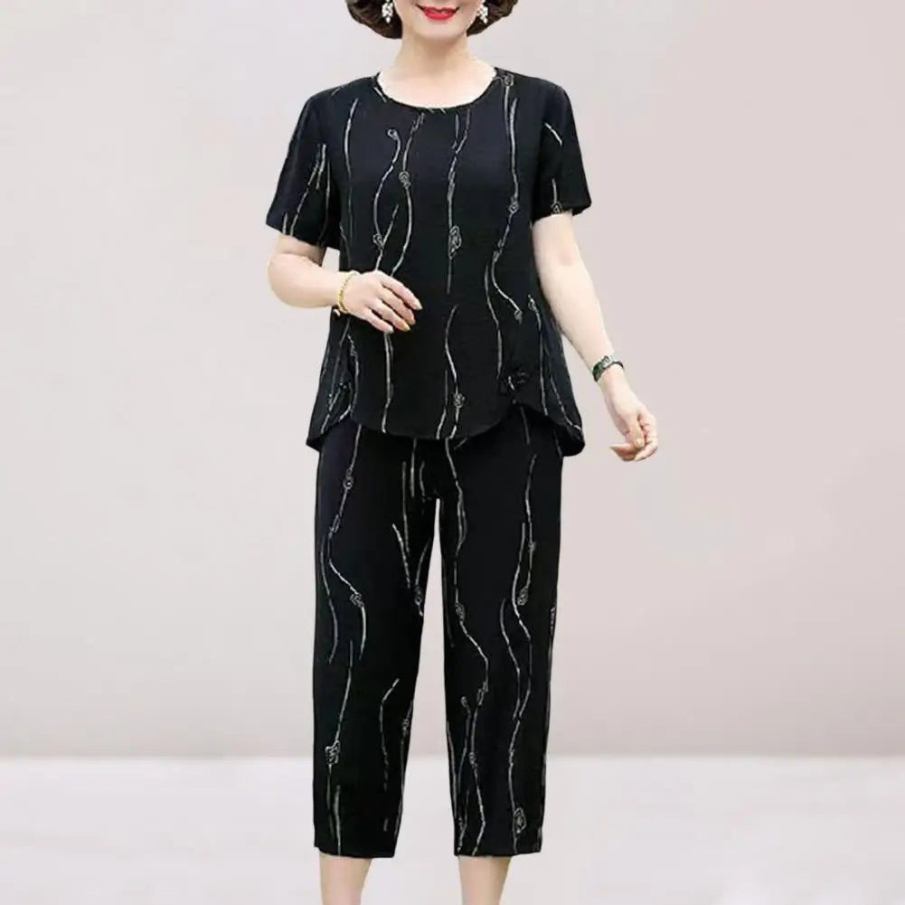 Maxy Summer Women's Trousers Suit Pastoral Fashion Loose Short Sleeve Two Piece Suit Striped Cotton Linen Wild T-shirt Pant Sets