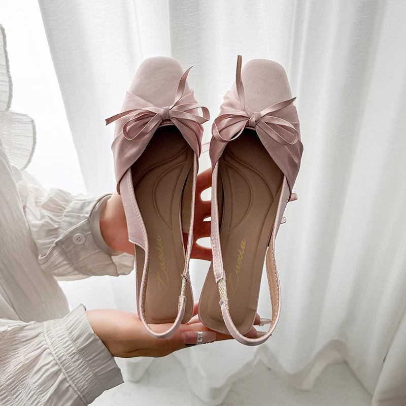 Maxy Pointed Toe Women Wedges Heels Sandals Banquet Party Shoes Elegant Butterfly-knot