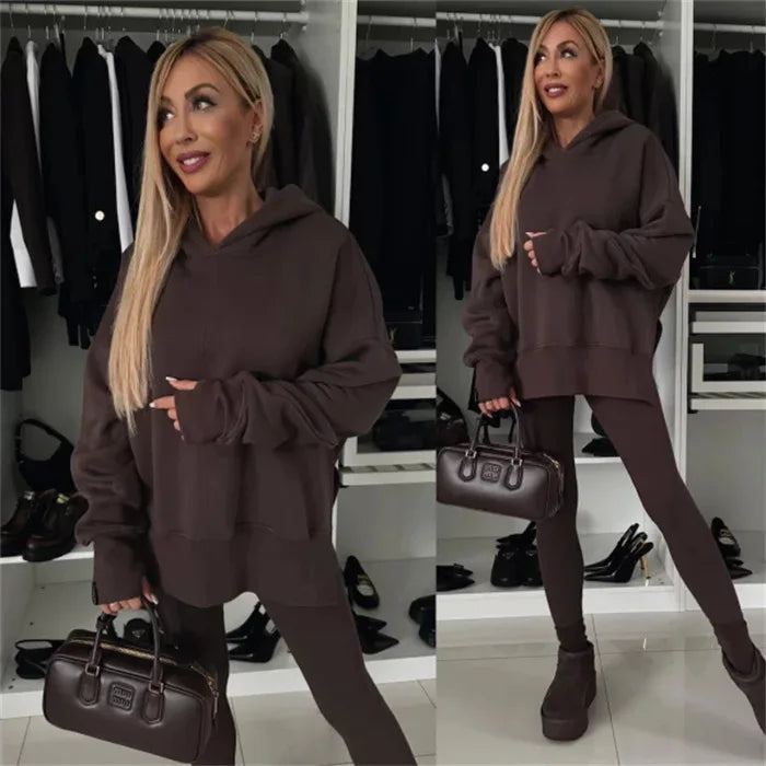 Maxy Women 2 Piece Set Hoddies Tracksuit Hooded Top & Pants Set Sweatshirts Suit Trouser Outfits Spring Jogging Sport Y2k Streetwear