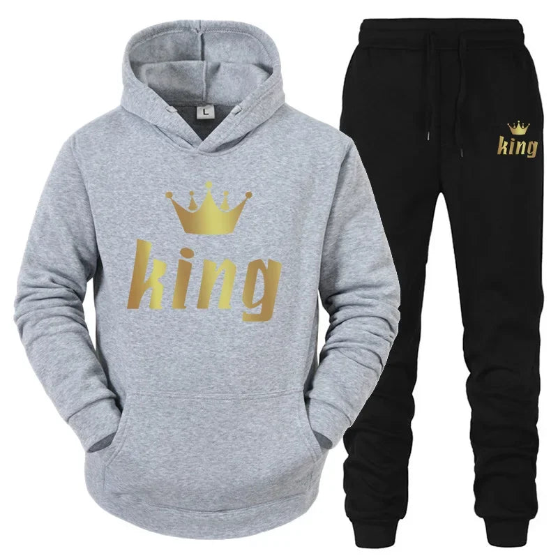 Maxy King And Queen Couple Outfit Hoodie and Jogger Pants High Quality Men Women Daily Casual Sport Jogging Suit King Queen Tracksuit