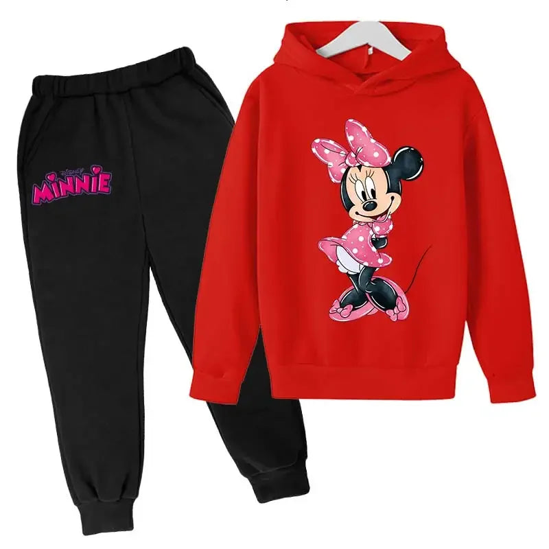 Minnie Mouse Clothes Set For Baby Girls With Autumn Winter Suit Mickey Mouse Toddler Kid Hoodies Set Infant Boy Clothing