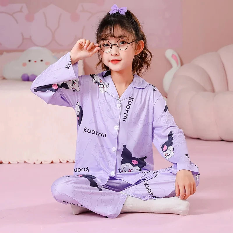 Maxy Kids Pajamas Children Casual Spring Home Long Sleeve Set Girl Nightwear Pants