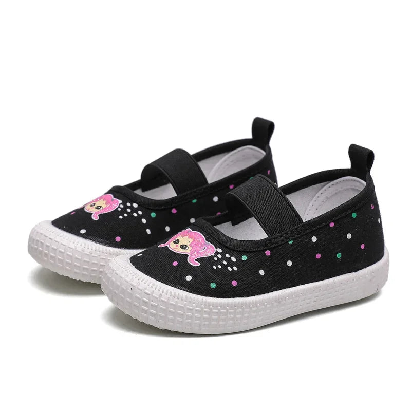 Maxy Fashion Girls Shoes Sweet Cute Children's Canvas Sneakers for Toddlers Baby Girl Size 21-30 Kids Casual Shoes Cartoon