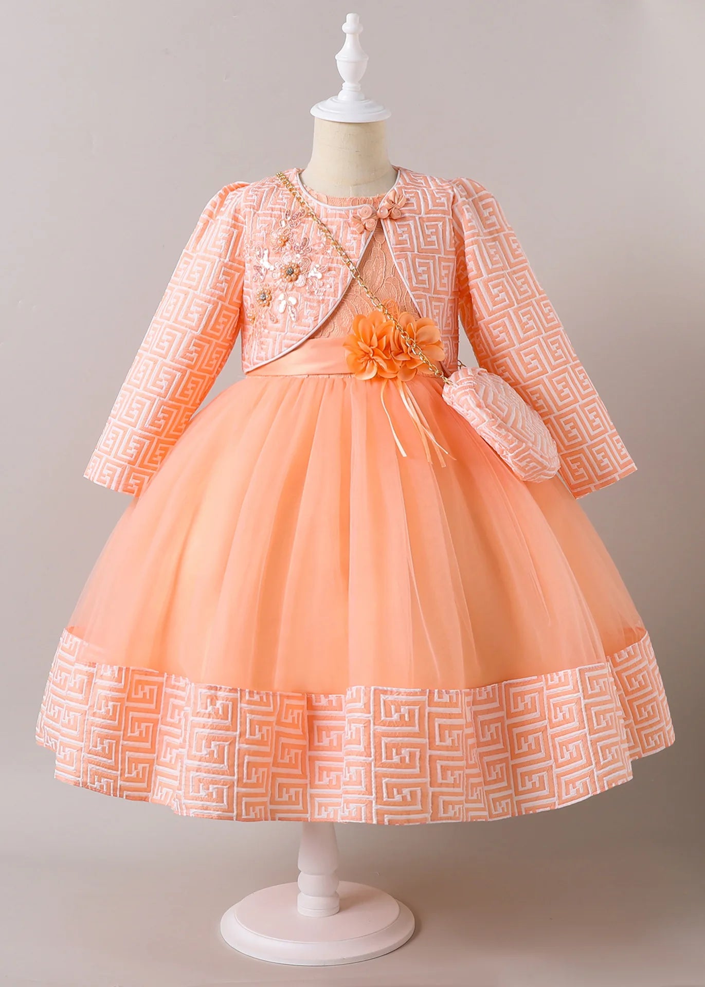Maxy Kid Girl Party Dress for Wedding 2PCS Children Girls' Clothes with Elegant Bag Kids Evening Dresses 3-10Y