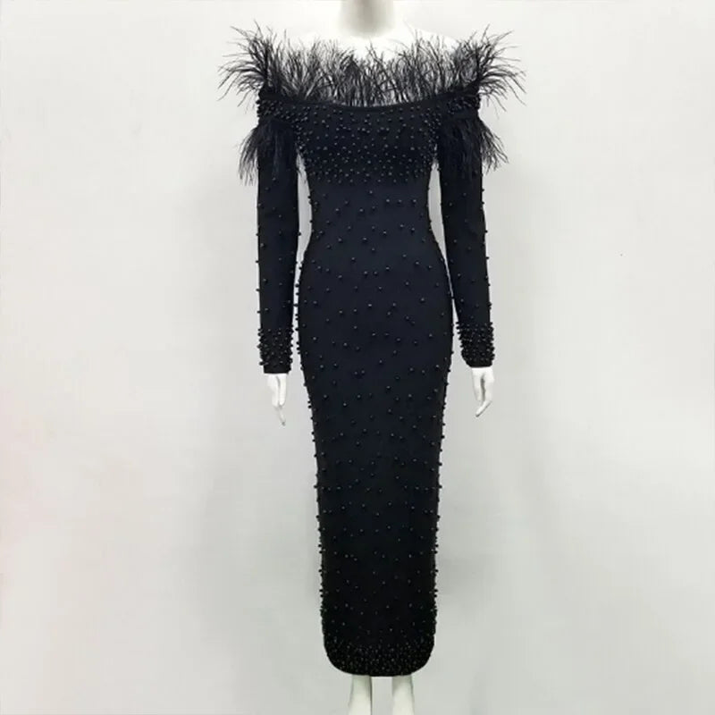 Maxy White Dress for Women Elegant Lady Wedding Evening Party Dresses Spring and Autumn Long Sleeve Clothes Plus Size