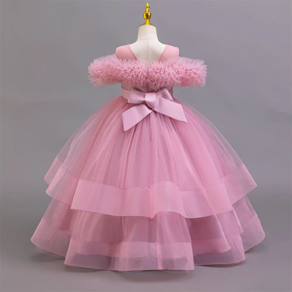 Maxy New elegant girls' dresses, piano performance costumes, chiffon party, birthday party, evening dress for girls aged 4-12