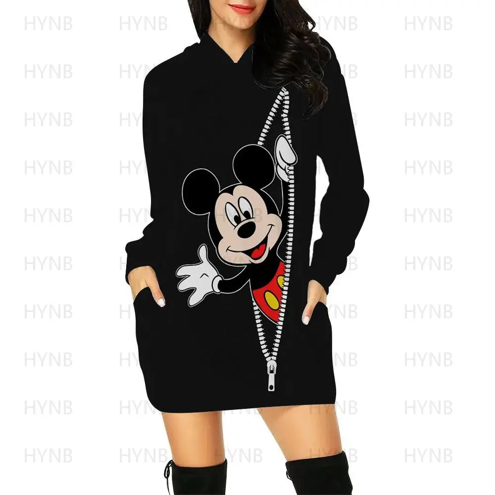 Maxy Sweater Dress Elegant Dresses for Women Long Sleeves Luxury Party Hoodie Disney Kawaii Mickey Women's Mini Minnie Mouse Y2k