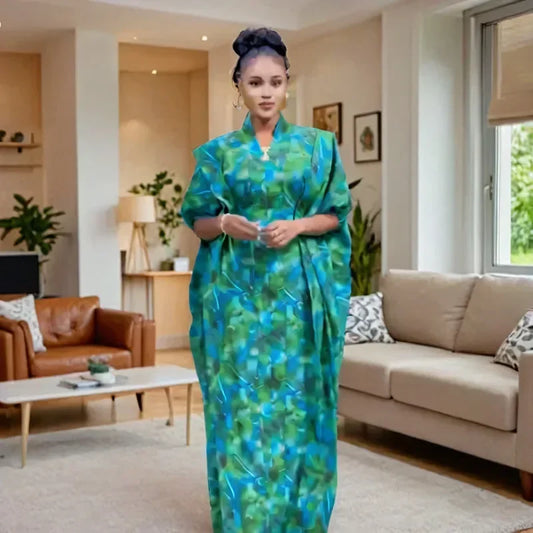 Amay African Dresses For Women Dashiki Dubai Abaya Plus Size Africa Clothing Print Short Sleeve Maxy Dress Turkey Muslim Robe