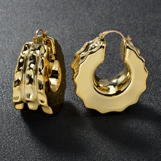 Maxy Hoop Earrings Girl's Gift Gold Plated Jewelry Sets Italian Ornaments Fashion Luxury Women Party Daily Wear