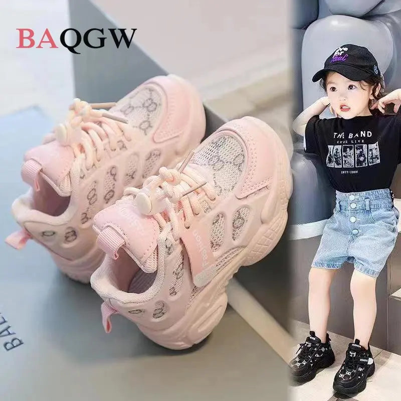 Maxy Letter Print Kids Shoes Autumn Toddler Shoes for Boys Girls Breathable Mesh Winter Casual Sneakers Non-slip Sport Tenis Shoes