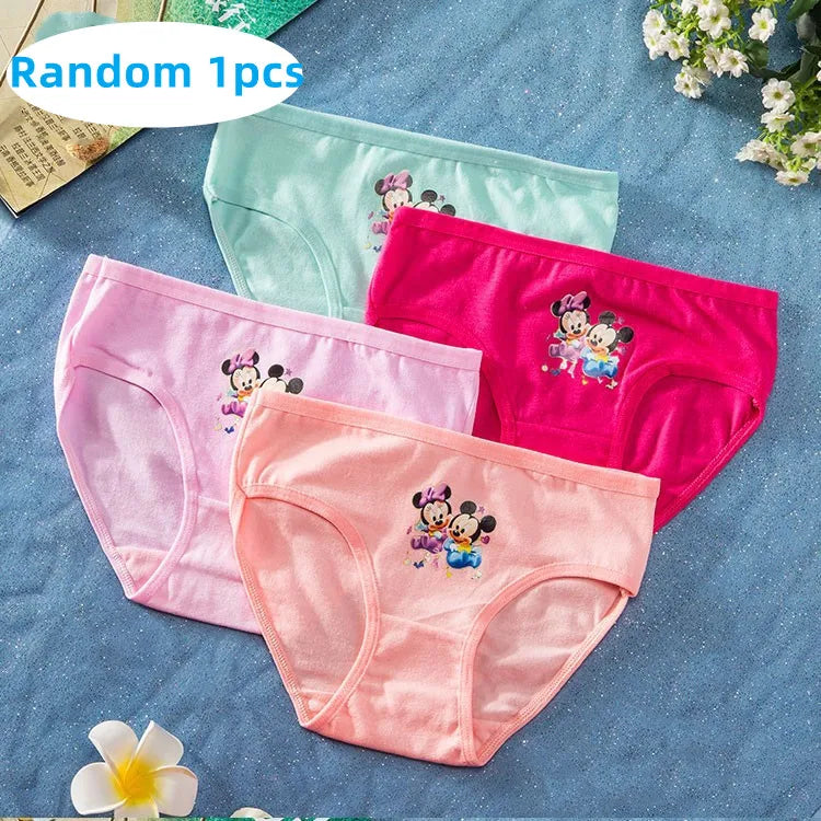 Maxy 1/4pcs Disney Anime Minnie Mouse Girl Underwear Kawaii Mickey Minnie Children Underpants Cartoon Princess Shorts Kids Gifts