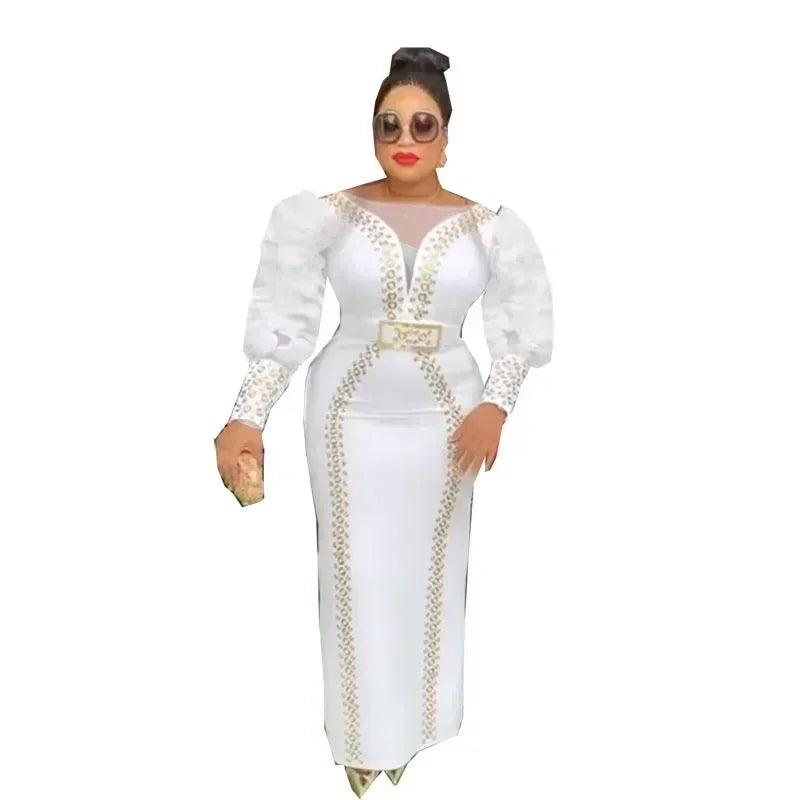 Amay Dresses for Women Elegant African Dashiki Maxy Dress Africa Clothes Ankara Dresses Spring Summer Gowns