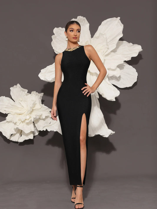 Maxy Women\'s Bandage Dress Rhinestone Bandage Dress Elegant Party Dresses Woman Celebrity Party Dinner Dress Evening Dresses
