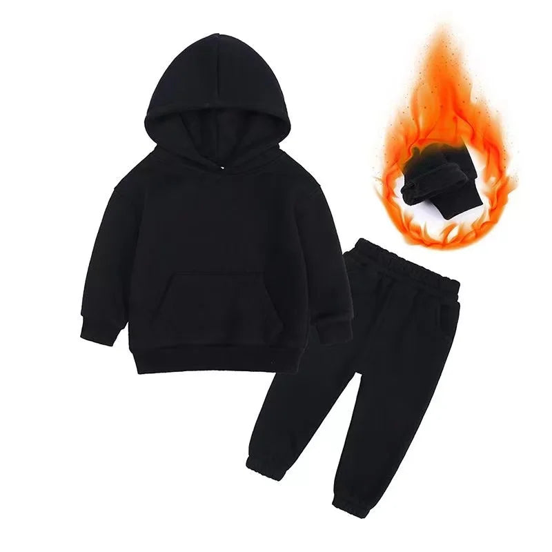 New Autumn Winter Fashion Baby Boys Girls Clothes Children Thicken Hoodies Pants 2Pcs/Set Toddler Sports Costume Kids Tracksuits