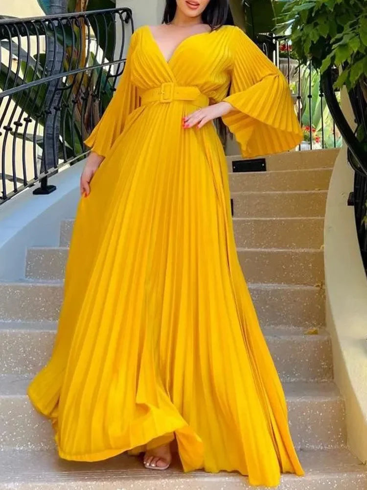 Amay Dress for Women Autumn Fashion Dashiki Solid Color 2 New Arrival Robe Elegant Party Maxy Dress