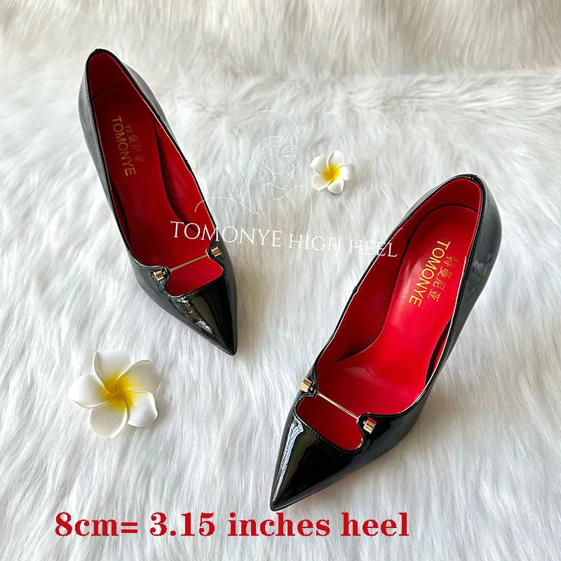 Amay Free Shipping Black White Red Patent Leather Shallow Metal Hollow Out Open Toed Women Lady Hot Sale 120mm High Heel Shoes Pump