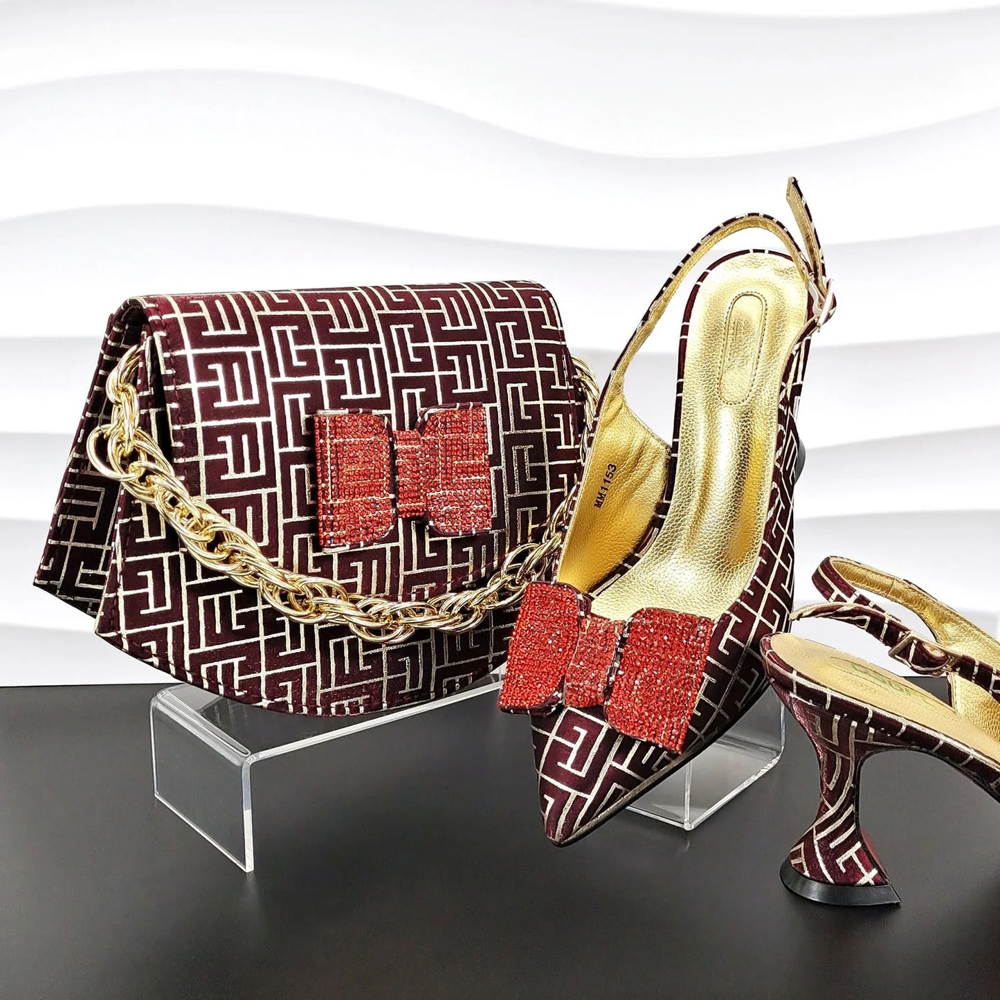 American Style Rhinestone Woman Shoes and Bags Set Latest Italian High Heels Sandals Shoes And Purse Set For Party