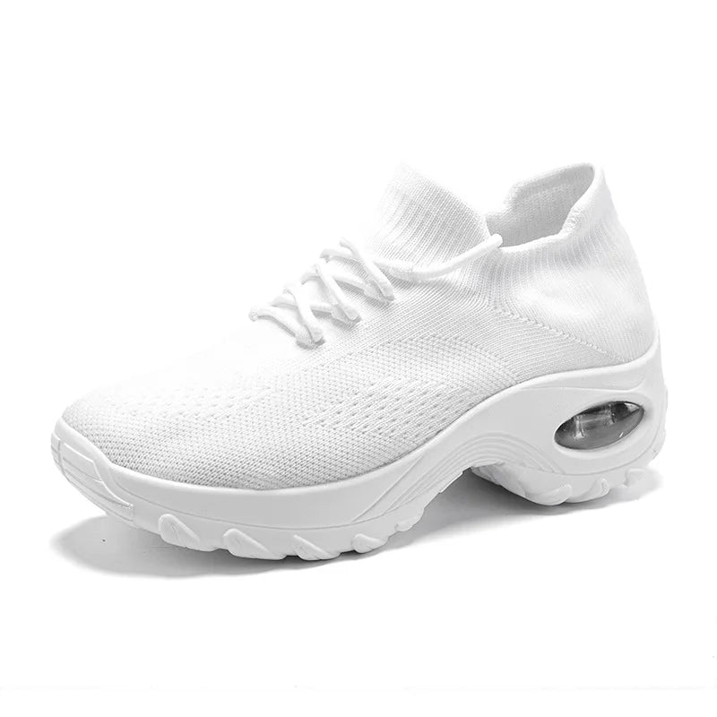 Babs Women Casual Shoes Yellow Walk Shoes Arch Support Casual Sneakers Air Cushion Sport Running Shoes Breathable Autumn Sock Sneaker