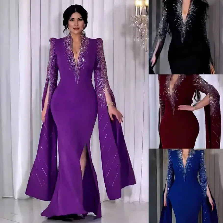 Maxy Elegant Dresses for Women Luxury Diamonds Evening Party Dress Dubai Abaya Kaftan Wedding Gown Ankara Dashiki