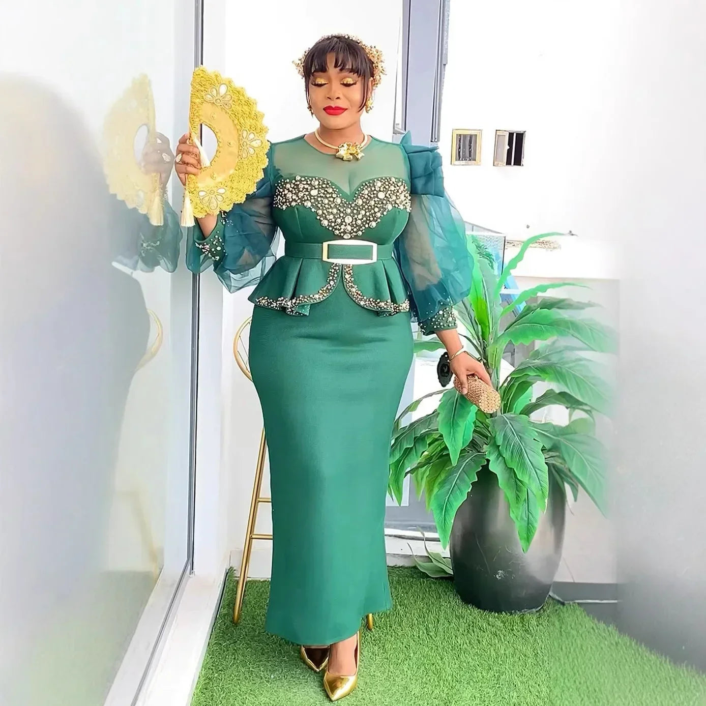 Amay Elegant Dresses for Women New Africa Clothing Plus Size Turkey Wedding Party Long Dress Dashiki Ankara Outfits Robe