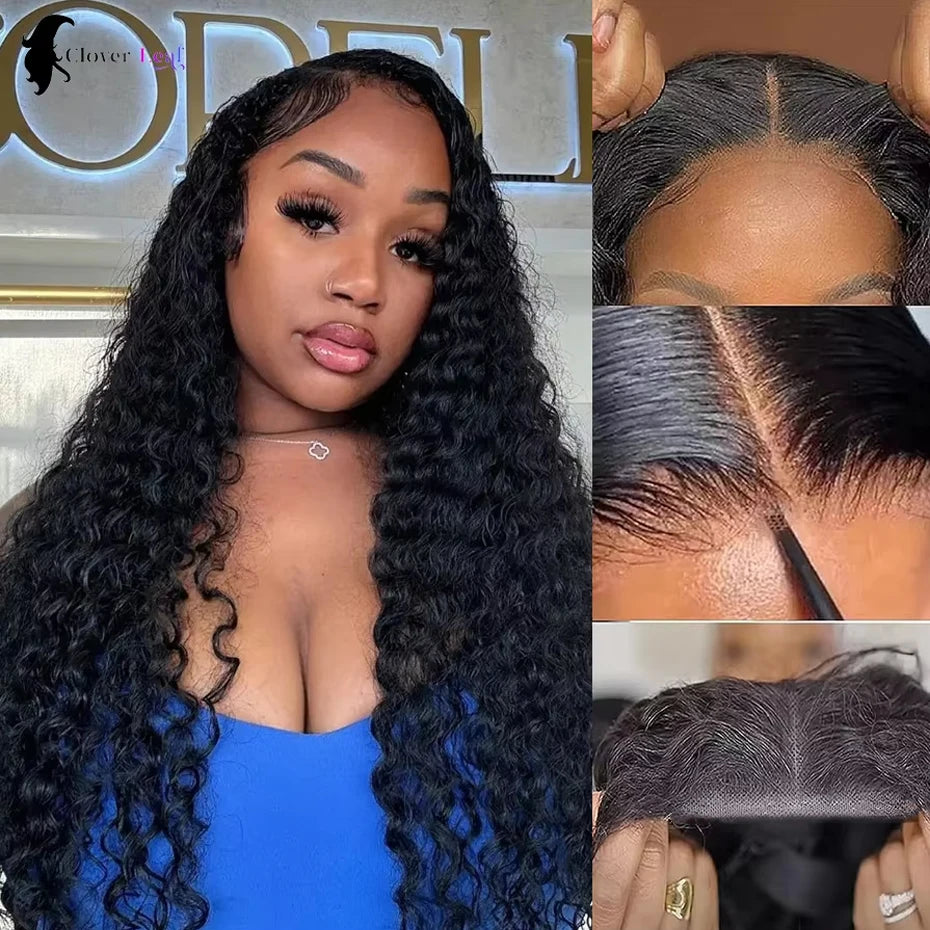 Maxy 24 inch Glueless Wig Human Hair Ready To wear Water Wave 6x4 Pre Cut Pre Plucked Lace Closure Wig Brazilian Wigs 100% Human Hair