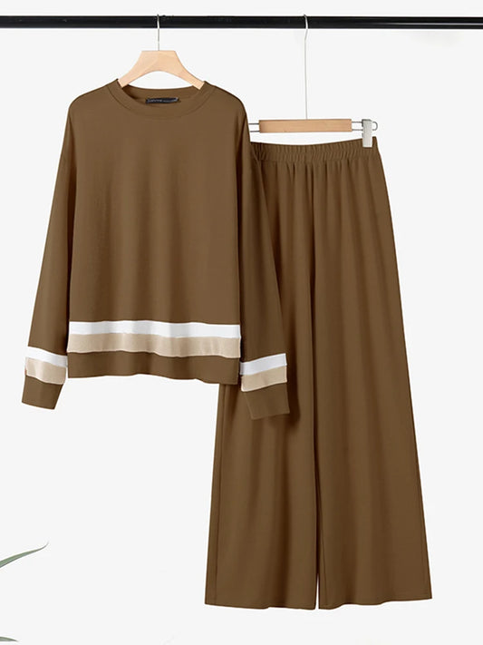 Maxy ZANZEA Casual Women Tracksuits Autumn Spring Long Sleeve Knitted Blouse Pant Sets Fashion Matching Sets Winter 2PCS Outfits