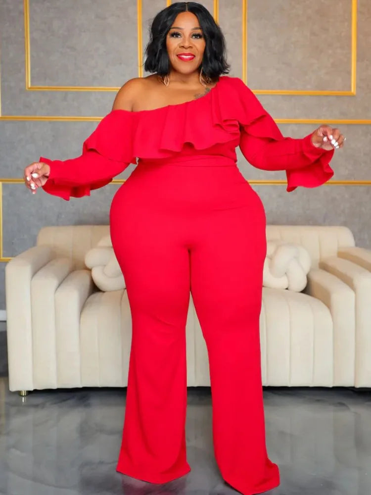 Maxy Plus Size Women Clothes Jumpsuit Summer Clothes American Leisure Bodysuit New 2024 Wide Leg Jumpsuit