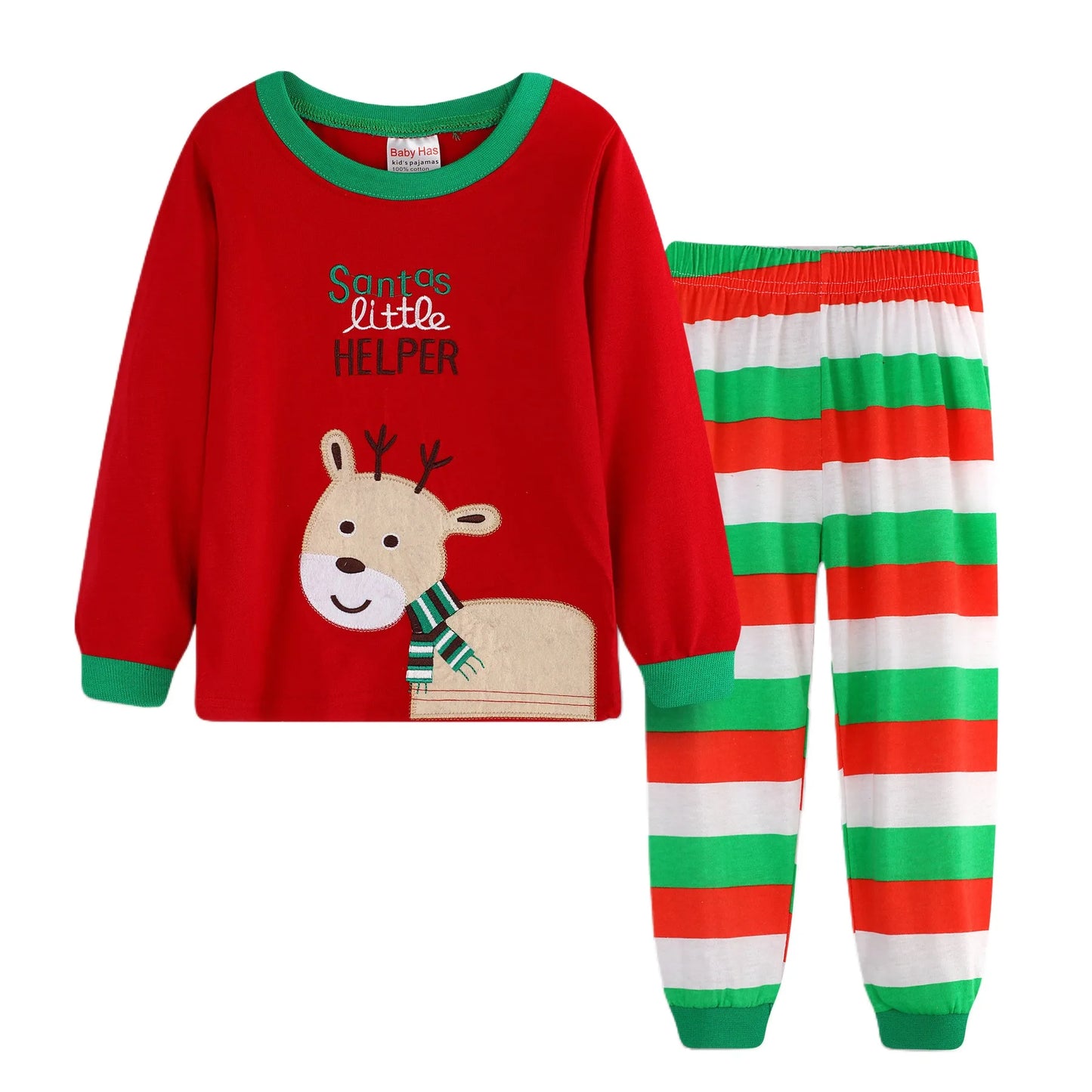 Max Cotton Children Pyjamas Set Thermal Underwear Santa Claus Christmas Pajamas Warm Comfortable Long Sleeve Top & Pants