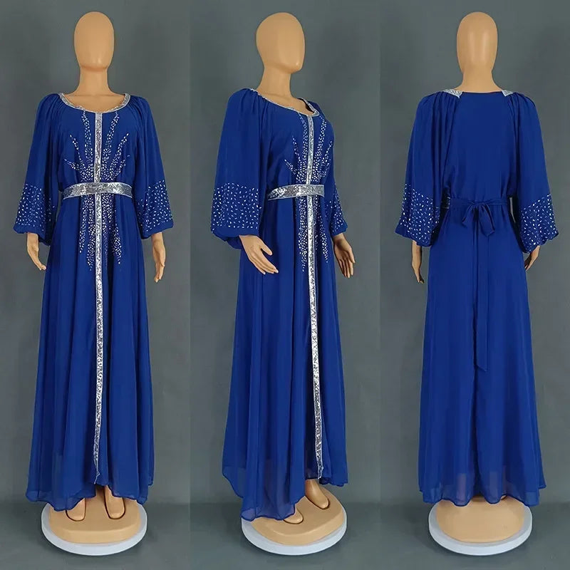 Maxy Summer African Dresses for Women Elegant African Half Sleeve O-neck Polyester Dress Gowns Kaftan Muslim Abaya Outfits