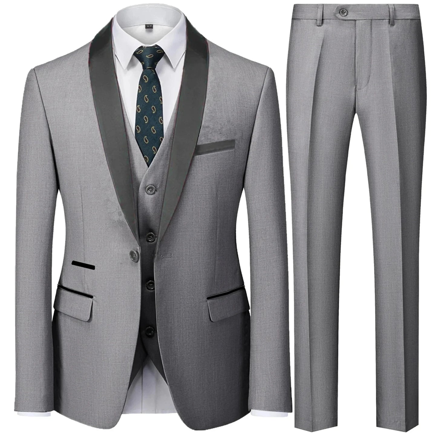 Visco Men's British Style Slim Suit 3 Piece Set Jacket Vest Pants / Male Business Gentleman High End Custom Dress Blazers Coat  S-6XL