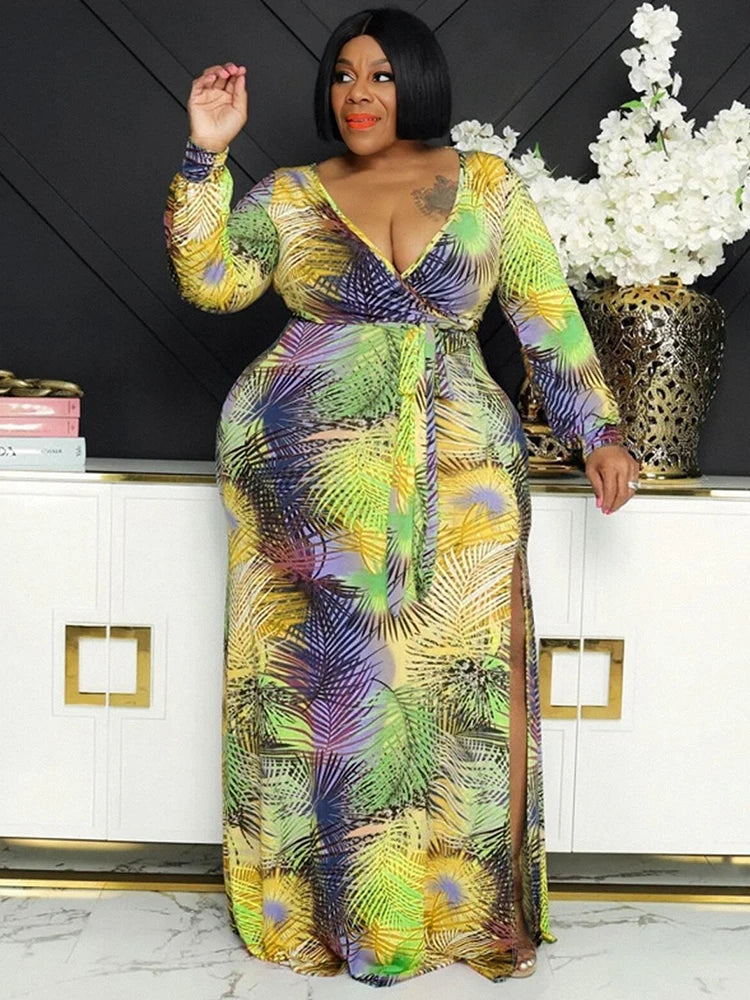 Woman Maxi Dress Long Sleeve Floral Dress Ladies Casual Plus Size 3xl Dress Chic and Elegant Wholesale Bulk Dropshipping