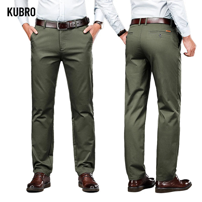 Maxy High Quality Men's Clothing Autumn Winter Office Business Casual Suit Trousers American Elegant Loose Straight Cargo Pants