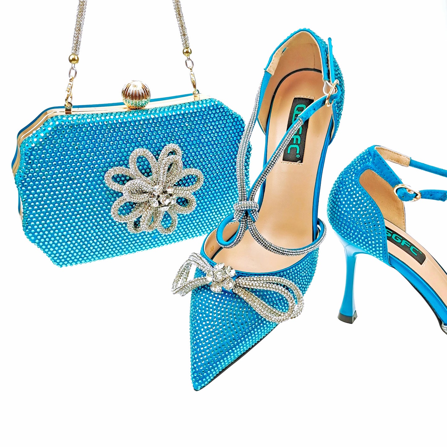 Maxy New Arrival Fashionable Shoes and Bag Silver Color Women's Wedding Special Appliques for African Lady Sandals