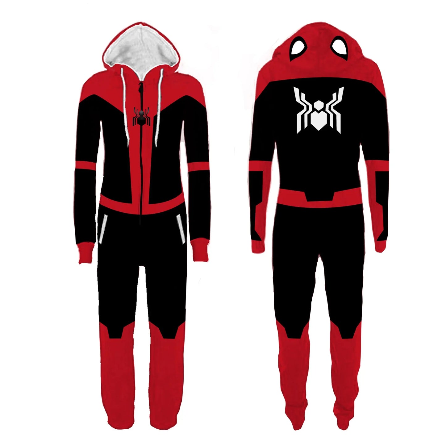 Visco Spiderman Deadpool Jumpsuit Pajamas Cosplay Costume Men Women Superheo Onesie Pyjama Halloween Christmas Party Cartoon Sleepwear