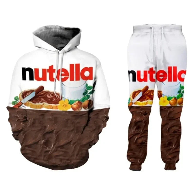 Maxy New Men/Women's Nutella Food Funny 3D Print Fashion Tracksuits Crewneck hoodie Hip Hop Sweatshirt and Pants + Hoodies