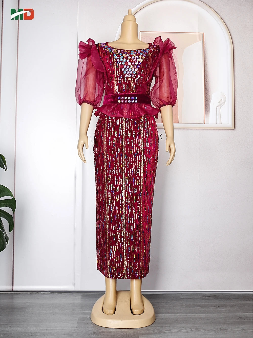 Amay MD Plus Size Luxury Velvet Wedding Party Dresses Women's Evening Gown Dashiki Ankara Turkey Outfits Robe Clothing