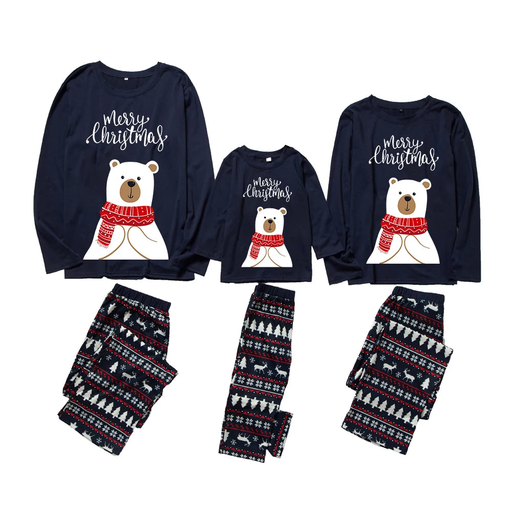 Maxy Christmas Family Pajamas Family Matching Outfits Polar Bear Print Matching Sleepwear Christmas PJS Festival mommy and me clothe